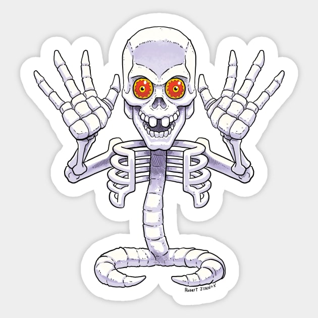 Bad To The Bone Ghost Skeleton Sticker by JENNEX